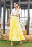 Yellowish Tier Skirt With Top Co-Ord Set(Pack Of 2)