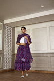 Purple Skirt Styled With White Crop And Dupatta (Pack Of 3)