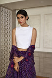 Purple Skirt Styled With White Crop And Dupatta (Pack Of 3)