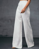 High Waisted Pleated Pants In White