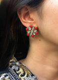 Kundan Pendant and Earrings Set - Red