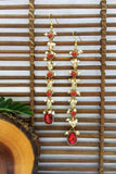Red Kundan and Pearl Long Dangler Earrings