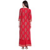 Neqa Women Embroidered Straight Kurta (Red)