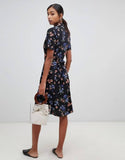 Button Down Floral Straight Dress