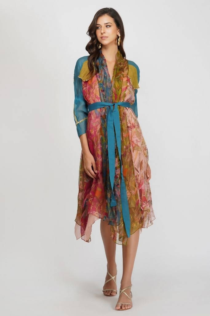 Panelled Scarf Trench Dress