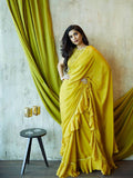 Soft Gold Ruffled Saree - Nuaah | An Indian Bazaar - SAREES