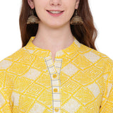 Neqa Women Printed Straight Kurta (Yellow)