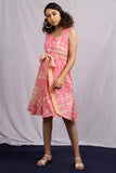 Chanderi Tie And Dye Pink/Beige Dress