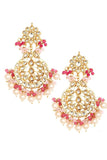 Pearl & Pink Beaded Gold Toned Kundan Earrings