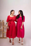 Vibrant Solid Cotton Midi Dress - Nuaah | An Indian Bazaar - Midi Dress