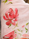 Pink Chanderi Floral Hand Painted Saree