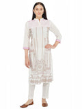 Designer Cotton Cambric Printed Kurta for Women (Off-White)