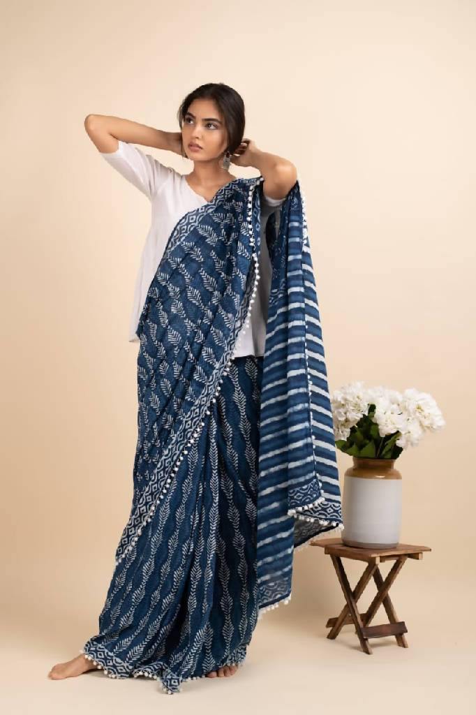 The Indian Ethnic Co's Cotton Bagh Hand Block Printed Saree – THE INDIAN  ETHNIC CO.