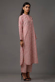 Peach Red And White Stripes Pure Woven