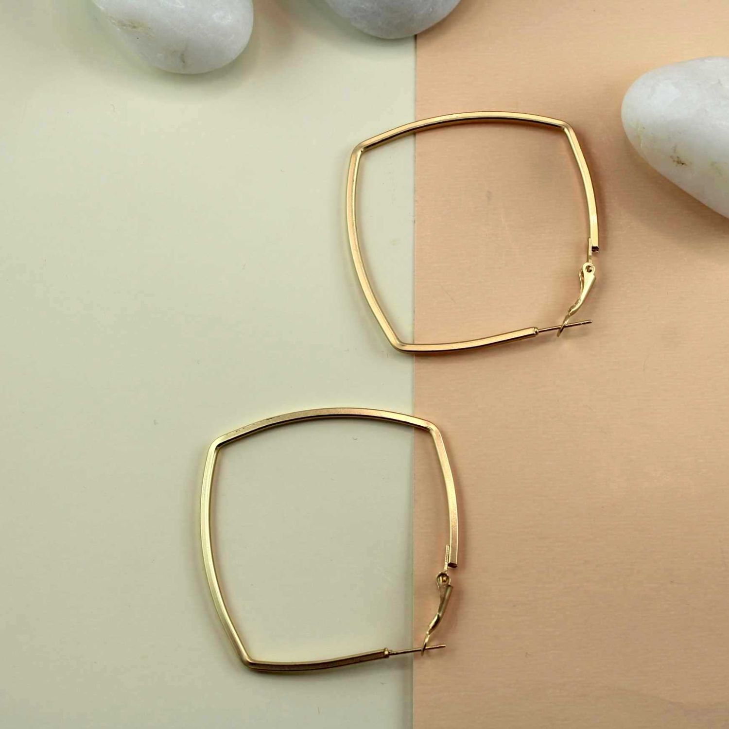 Square Shaped Matte Gold Hoops