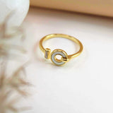 White Delicate Finger Ring with Mother Of Pearl