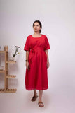 Vibrant Solid Cotton Midi Dress - Nuaah | An Indian Bazaar - Midi Dress