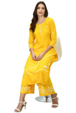 Designer Rayon Printed Kurta with Bottom Set for Women (Yellow)