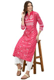Designer Rayon Printed Kurta for Women (Pink)