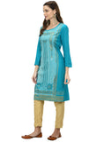 Designer Short Length Rayon Printed Kurta for Women (Turquoise)