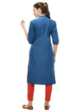 Designer Denim Kurta with Attached Jacket (Blue)
