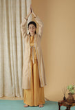 Beige Front Tie housecoat With Solid Mustard Top And (Set Of 3)
