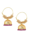 Pink Gold Tone Pearl Beaded Earrings