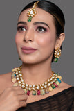 Gold Toned Multicolored Beaded Kundan Necklace Set