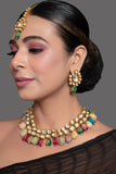 Gold Toned Multicolored Beaded Kundan Necklace Set