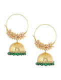 Green Gold Tone Pearl Beaded Earrings