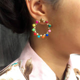 Pearl and Resin Multicolored Hoop - Nuaah | An Indian Bazaar - Earrings