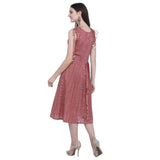 Dusty Rose Drawstring Pleated Dress