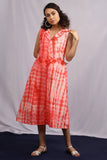 Chanderi Tie And Dye Red Dress