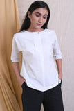 White Collarless Shirt - Nuaah | An Indian Bazaar - Top
