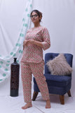 pink cream hand block printed loungewear - Nuaah | An Indian Bazaar - lounge wear