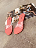 Candy Red See Through Double Strap Casual Flats
