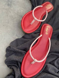 Noodle Strap Red Casual Slippers