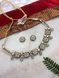 Grey Stone and Kundan Choker Necklace Set