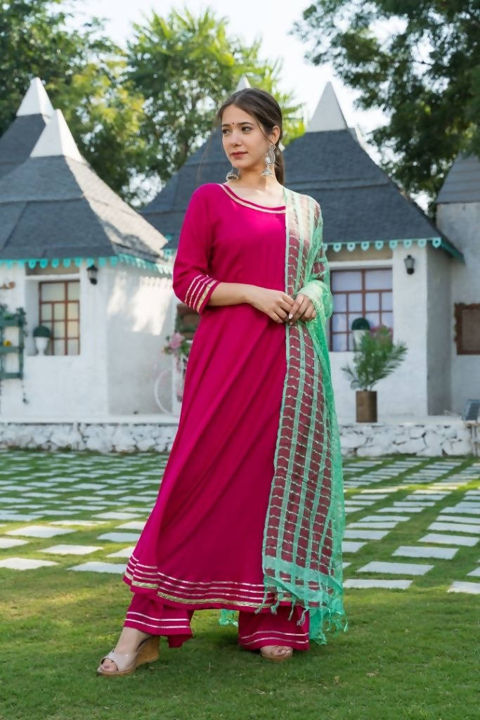 Baby Pink Cotton Afghani Kurti With Pant & Dupatta Set – Niharika Style