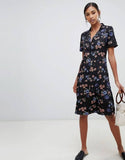 Button Down Floral Straight Dress