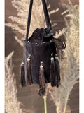 Black Tasseled Bucket Bag