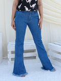 Cotton Wide Legged Fringe Jeans