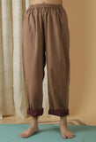 Mulmul Cotton Solid Chocolate Brown Top And Straight Pants (Set Of 2)