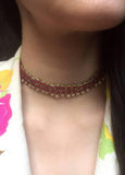 Red Resin Stone and Pearl Choker Necklace Set - Nuaah | An Indian Bazaar - Necklace Set