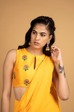 Sorbet Yellow Sharara Drape Saree With Blouse & Belt