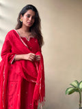 Red Cut Dana And Moti Work Chanderi Silk Suit
