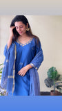 Royal Blue Handcrafted Gota Patti Work Chanderi Silk Suit Set