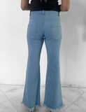 Cotton Wide Legged Fringe Jeans