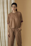 Mulmul Cotton Solid Chocolate Brown Top