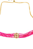 Pink Gold Tone Kundan Beaded Choker Necklace